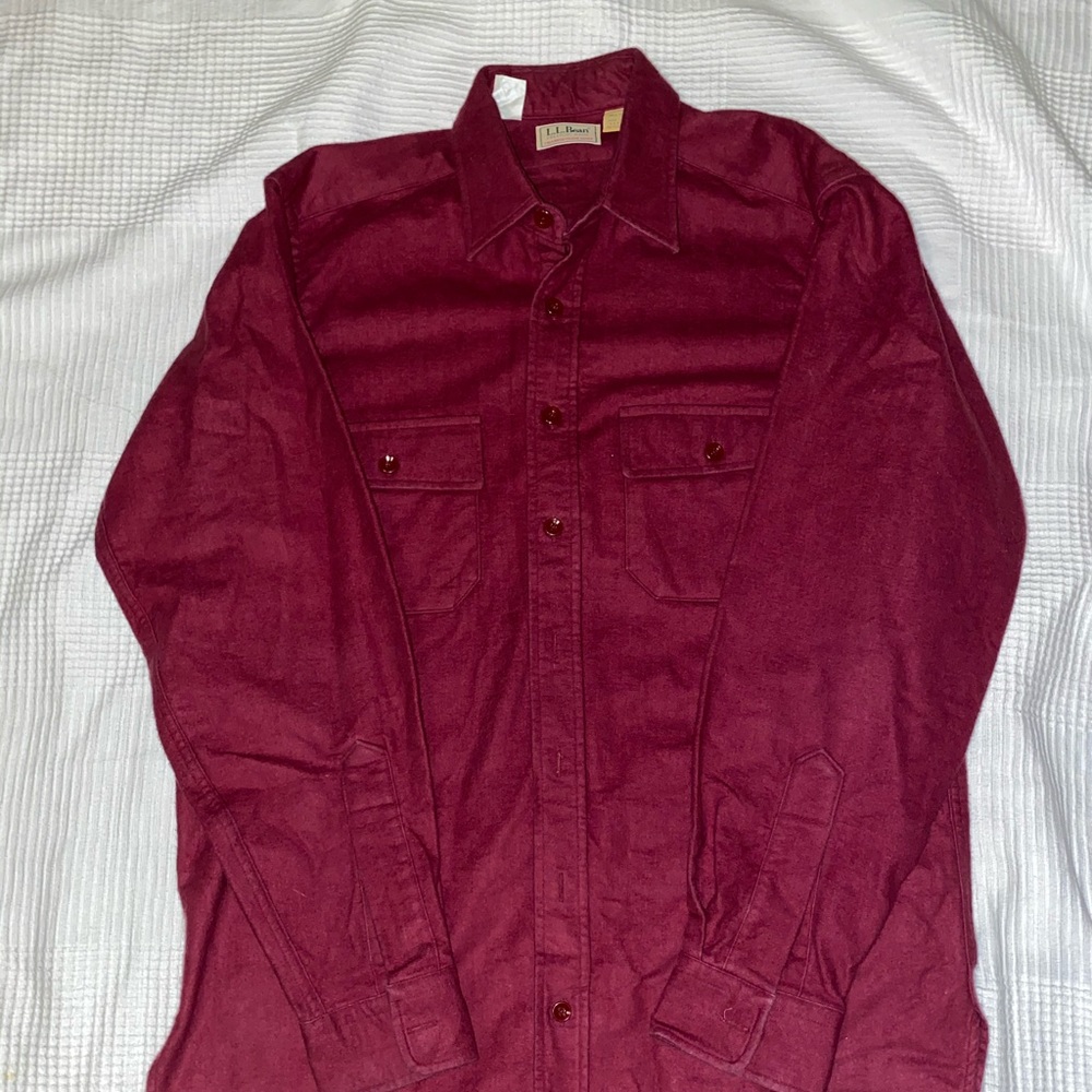 VTG LL Bean Chamois Shirt Jacket Maroon Sz 16
